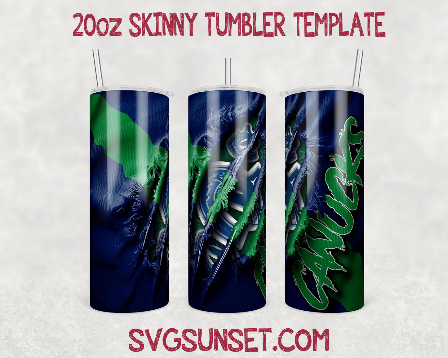 Vancouver Canucks Fabric Claw Ripped Tumbler Wrap PNG, Vancouver Canucks Tumbler Wrap