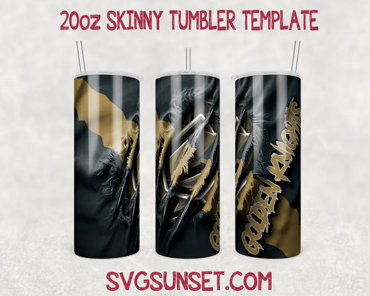 Vegas Golden Knights Fabric Claw Ripped Tumbler Wrap PNG, Vegas Golden Knights Tumbler Wrap