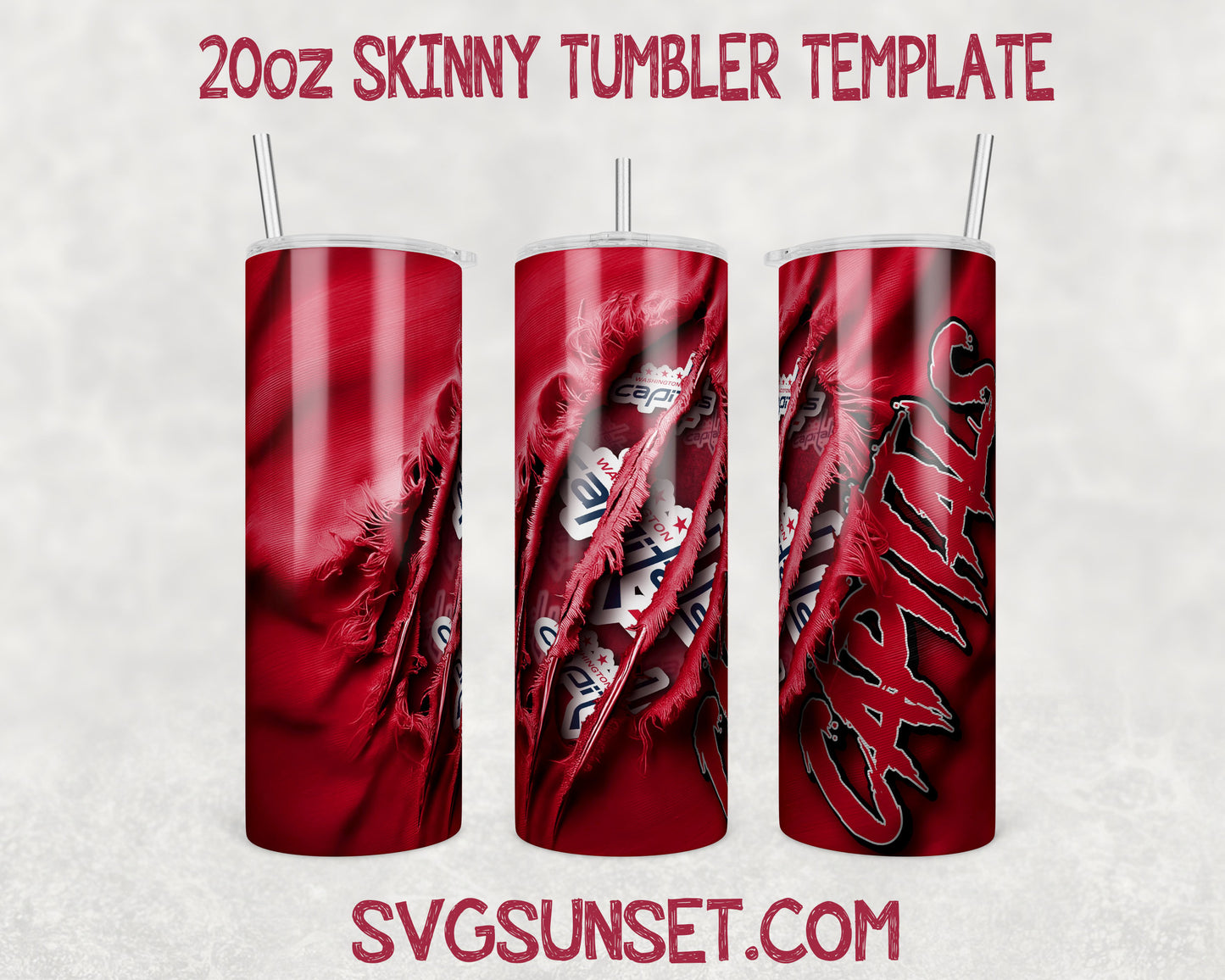 Washington Capitals Fabric Claw Ripped Tumbler Wrap PNG, Washington Capitals Tumbler Wrap