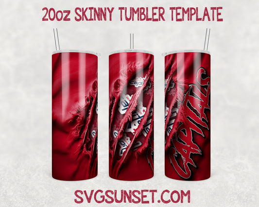 Washington Capitals Fabric Claw Ripped Tumbler Wrap PNG, Washington Capitals Tumbler Wrap