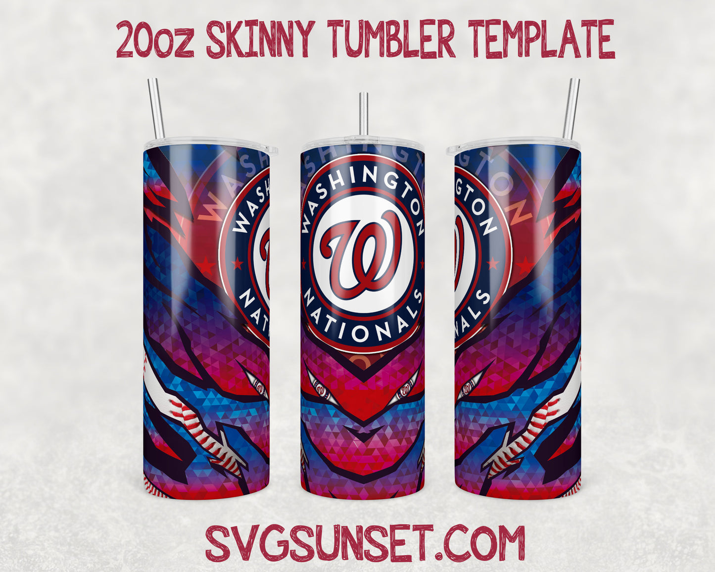 Washington Nations Baseball 20oz Tumbler Wrap PNG, Washington Nations Tumbler Wrap