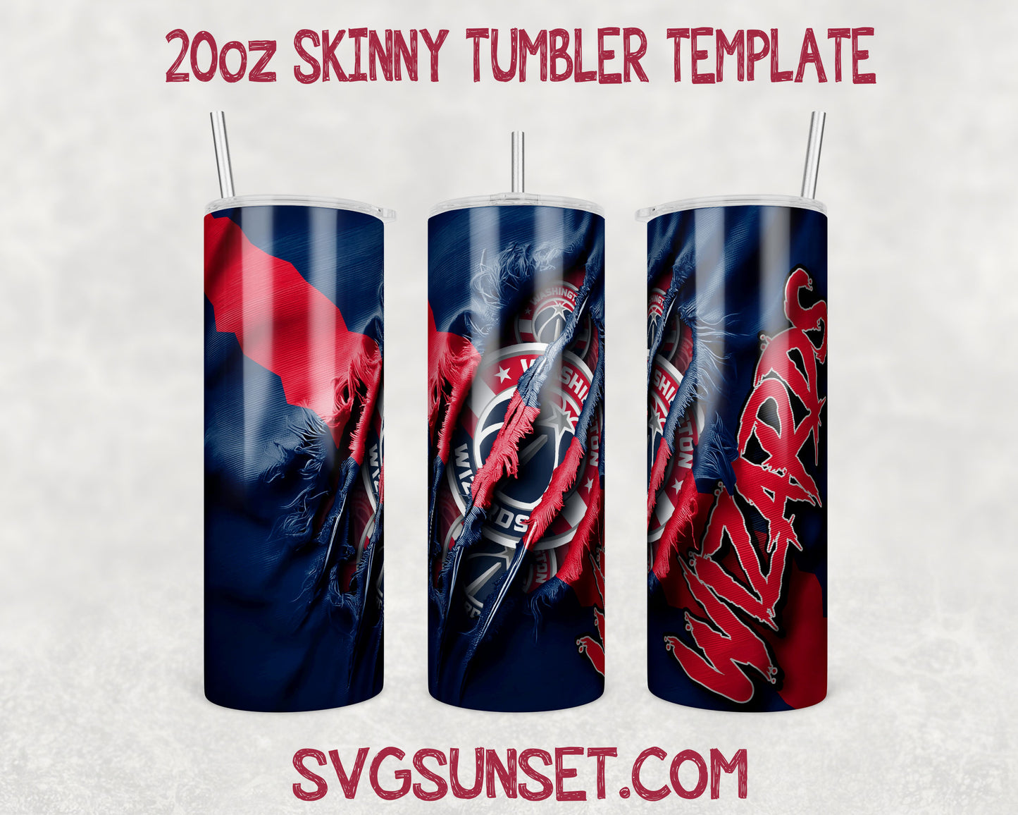 Washington Wizards Fabric Claw Ripped Tumbler Wrap PNG, Washington Wizards Tumbler Wrap