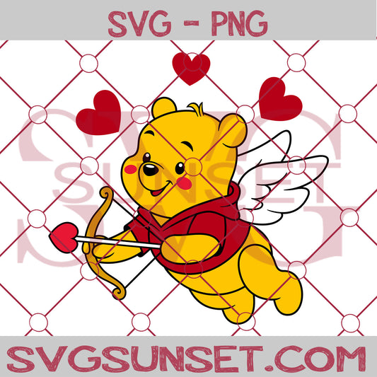 Winnie the Pooh Cupid SVG, Valentine Day Svg